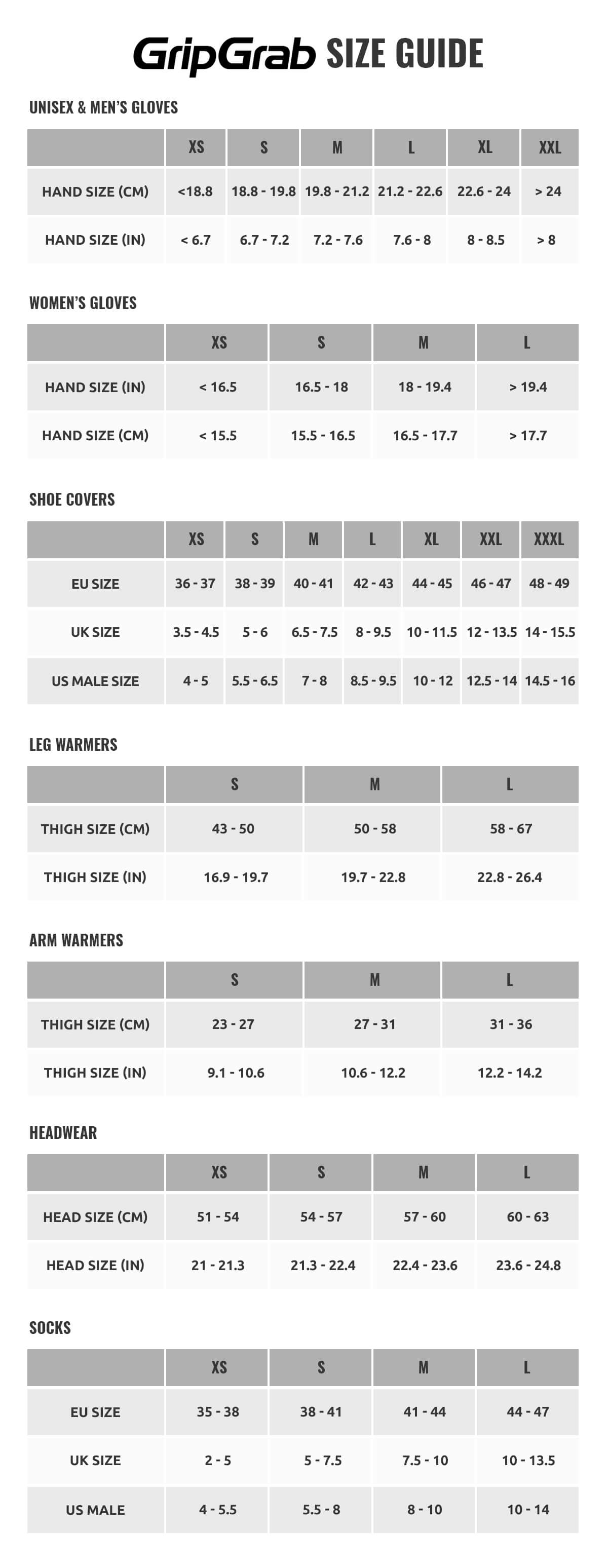 Shoe Cover Size Chart