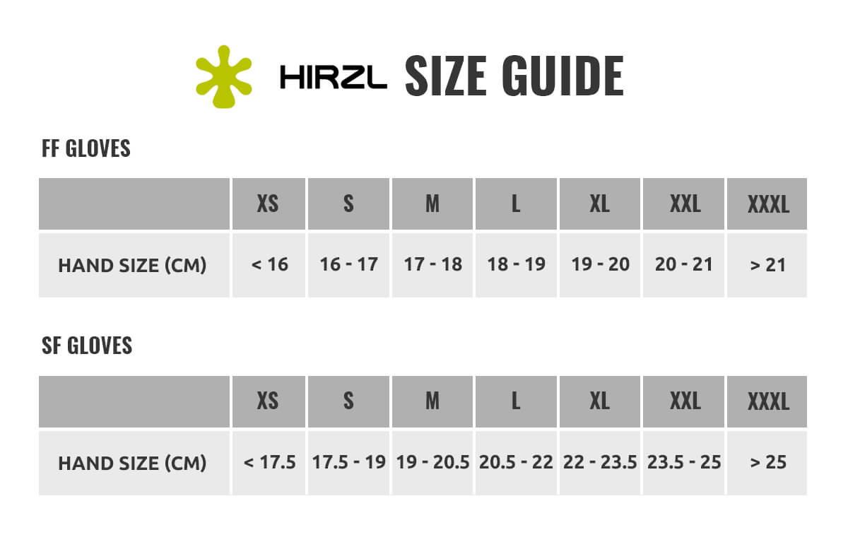 Hirzl Golf Glove Size Chart