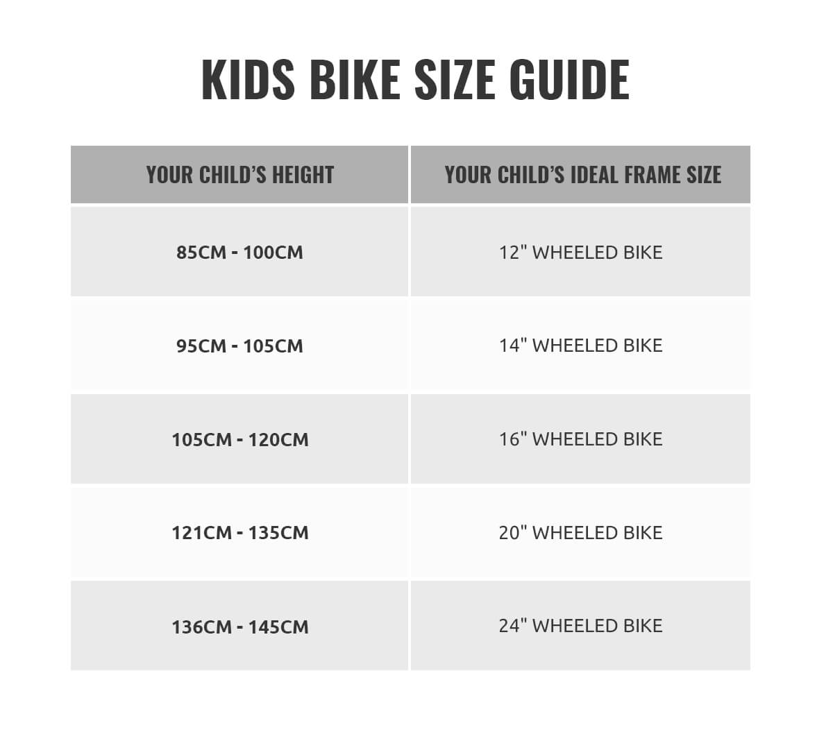 cube bike size chart